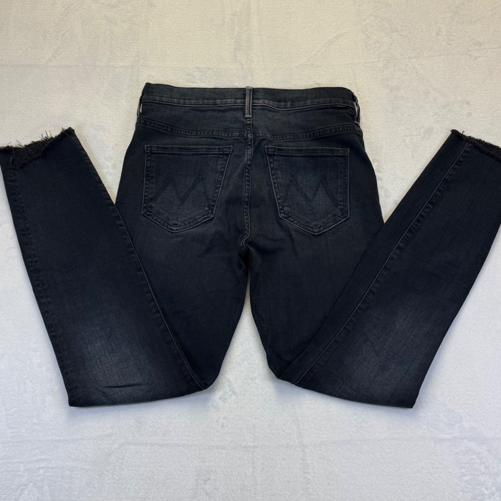 MOTHER Stunner Zip Ankle Step Fray Jeans All I‎ Want Faded Black Skinny Size 26